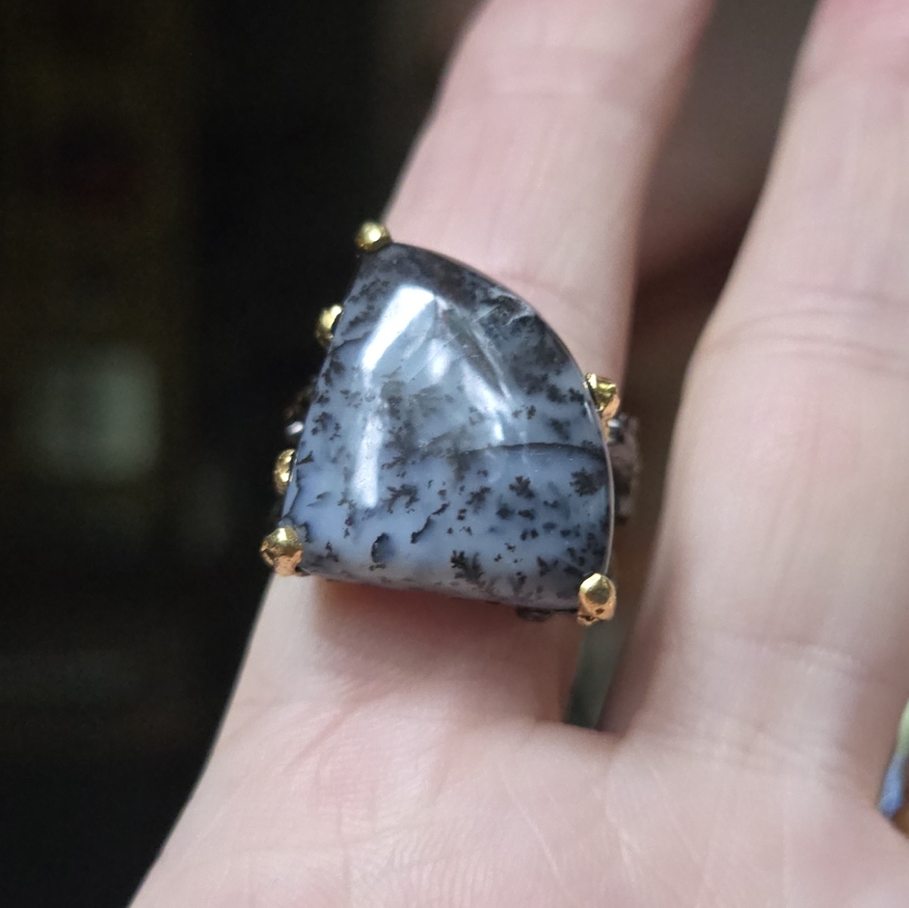HOST PICK! 🎈🎉 COPY - Darendrite sterling rhodium & gold ring sz8.5 - Picture 2 of 8